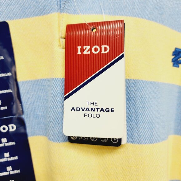 Izod Polo Shirt Mens yellow Stripes Advantage Performance Stretch Sport size M - Picture 3 of 12